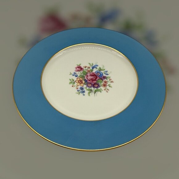 LENOX Stradivarius Turquoise Blue Smooth Edge Dinner Plate Vintage USA Collectib - Picture 7 of 16